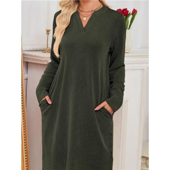 Casual Ribbed Knit Long Sleeve Dress - Picture 11 of 16